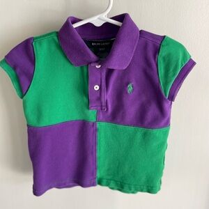Ralph Lauren Toddler Color Block Polo - Green and Purple - Size 3/3T